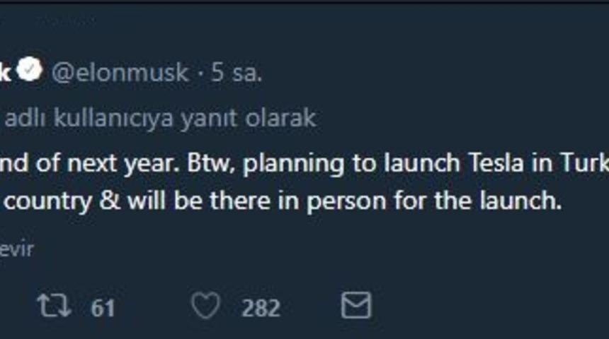 Elon Musk: Tesla'yı Türkiye'de bu yıl piyasaya sürmeyi planlıyoruz