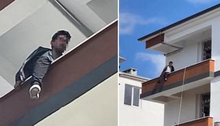 Iğdır'da inşaatın 4. katına &ccedil;ıkan şahsı polis ekipleri ikna etti