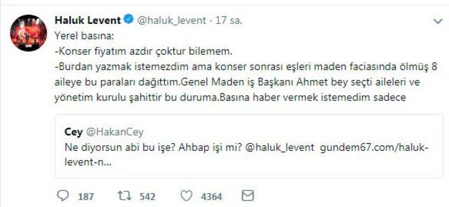 Haluk Levent, konser gelirini şehit madencilerin ailelerine bağışladı