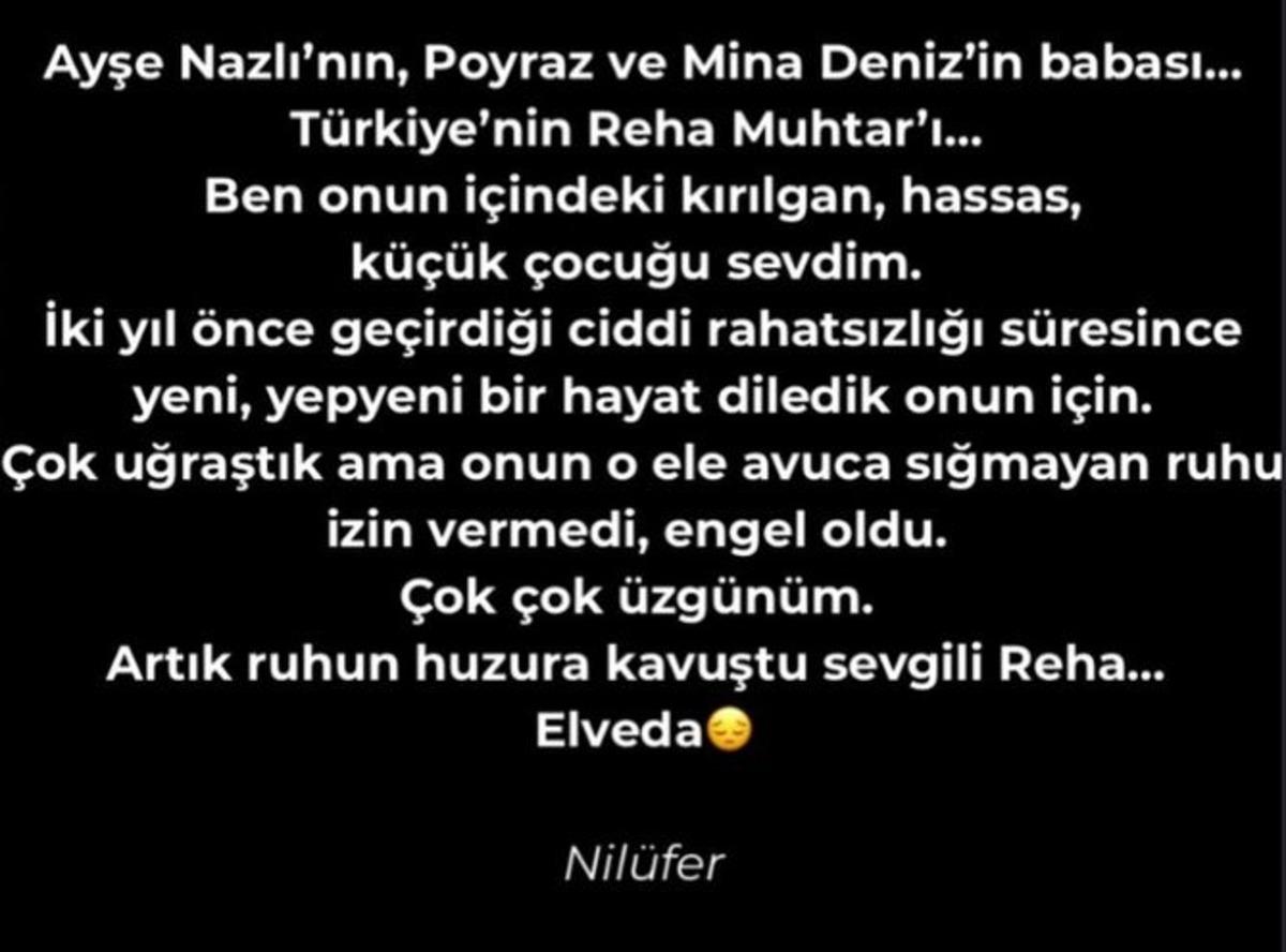 Nil&uuml;fer den Reha Muhtar a duygusal veda!  İ&ccedil;indeki k&uuml;&ccedil;&uuml;k &ccedil;ocuğu sevdim  1