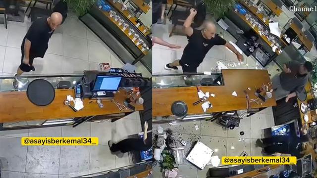 Avcılar'da gözü dönmüş müşteri kafeyi birbirine kattı! O anlar kamerada