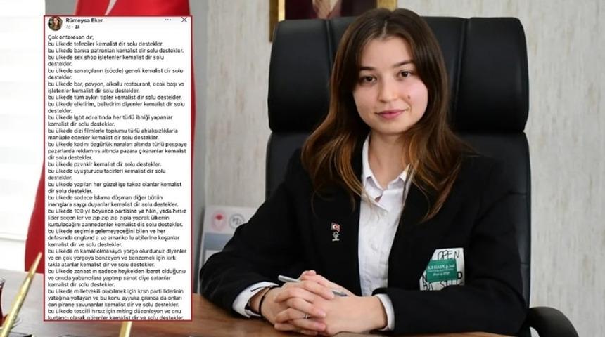 AK Partili R&uuml;meysa Eker tepki &ccedil;eken Atat&uuml;rk paylaşımı sonrası istifa etti