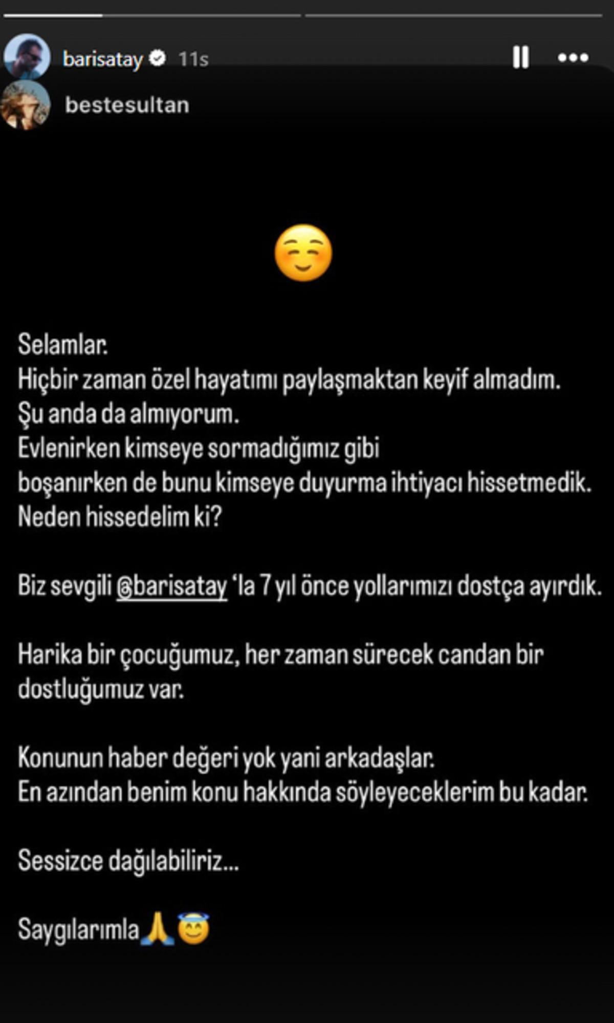 Barış Atay ın eski eşi Beste Sultan Kasapoğulları ndan a&ccedil;ıklama: 7 yıl &ouml;nce boşandık 1