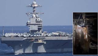 G&ouml;r&uuml;nt&uuml;ler paylaşıldı: USS Gerald R. Ford u&ccedil;ak gemisi ağır hasarlı!