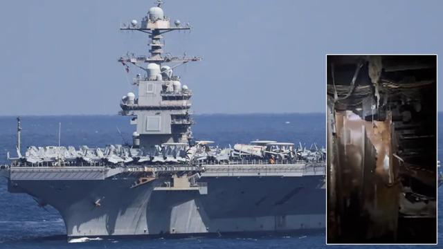 G&ouml;r&uuml;nt&uuml;ler paylaşıldı: USS Gerald R. Ford u&ccedil;ak gemisi ağır hasarlı!