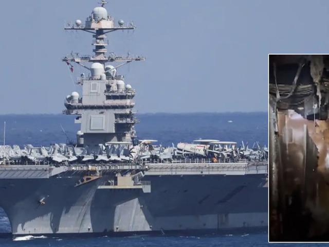 G&ouml;r&uuml;nt&uuml;ler paylaşıldı: USS Gerald R. Ford u&ccedil;ak gemisi ağır hasarlı!