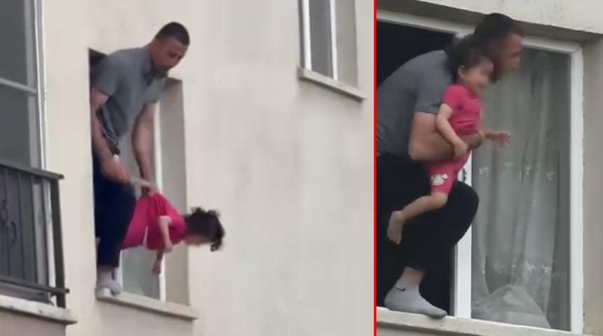 Ankara'da korku dolu anlar! 3 yaşındaki kızını bı&ccedil;akla rehin aldı