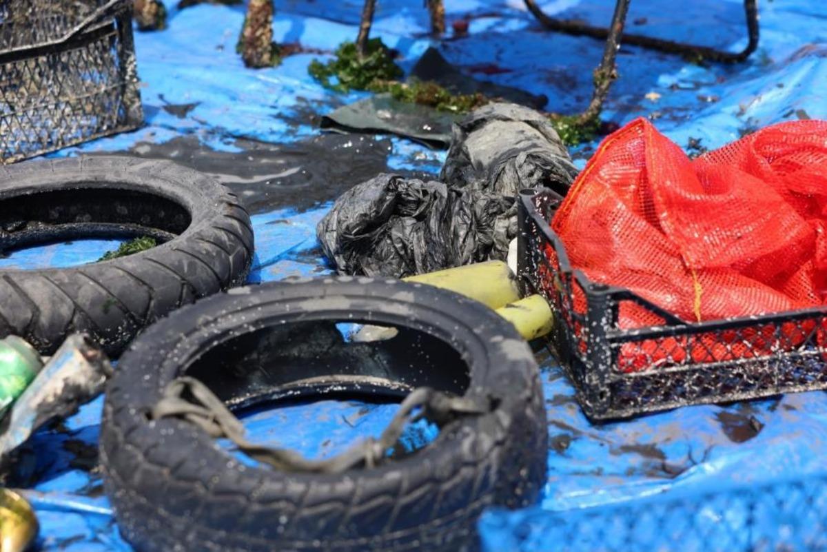 Tekirdağ da deniz temizliği: Deniz dibinden lastik, sandalye ve plastik atıklar &ccedil;ıkarıldı 2