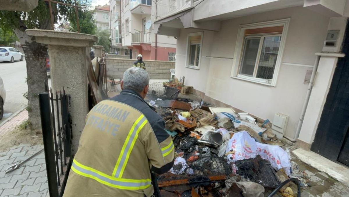 Bahçedeki atık eşyaların yanması paniğe yol açtı 3