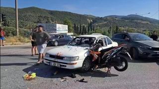 Yer: Aydın! Motosiklet otomobile ok gibi saplandı