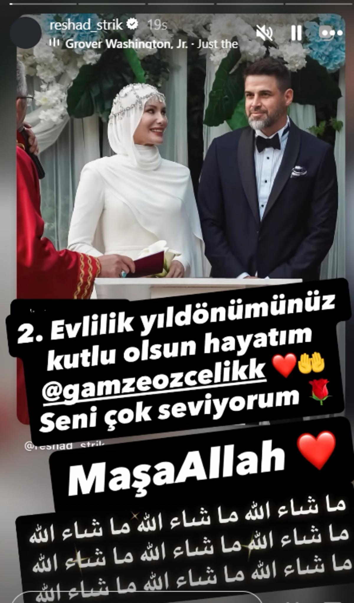 Reshad Strik eşi Gamze &Ouml;z&ccedil;elik i paylaştı! Romantik kutlama 1