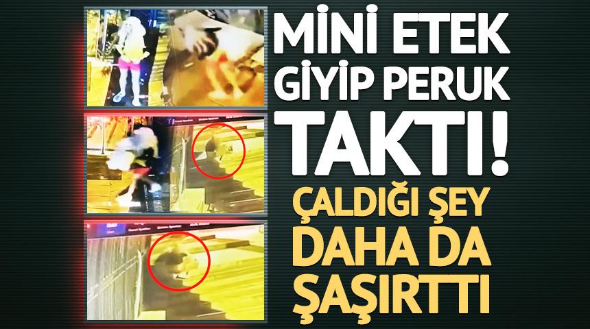 Mini etek giyip peruk taktı: Erkek hırsız kilim &ccedil;aldı!
