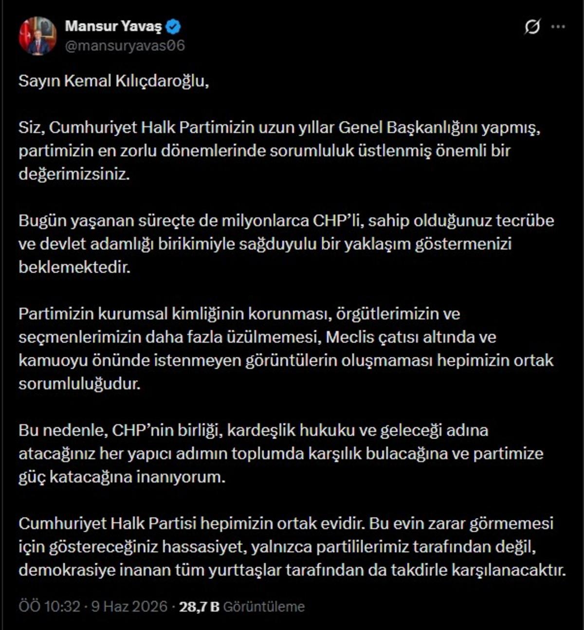 Mansur Yavaş tan Kemal Kılıçdaroğlu na çağrı: "Milyonlarca CHP’li sağduyu göstermenizi beklemektedir" 3