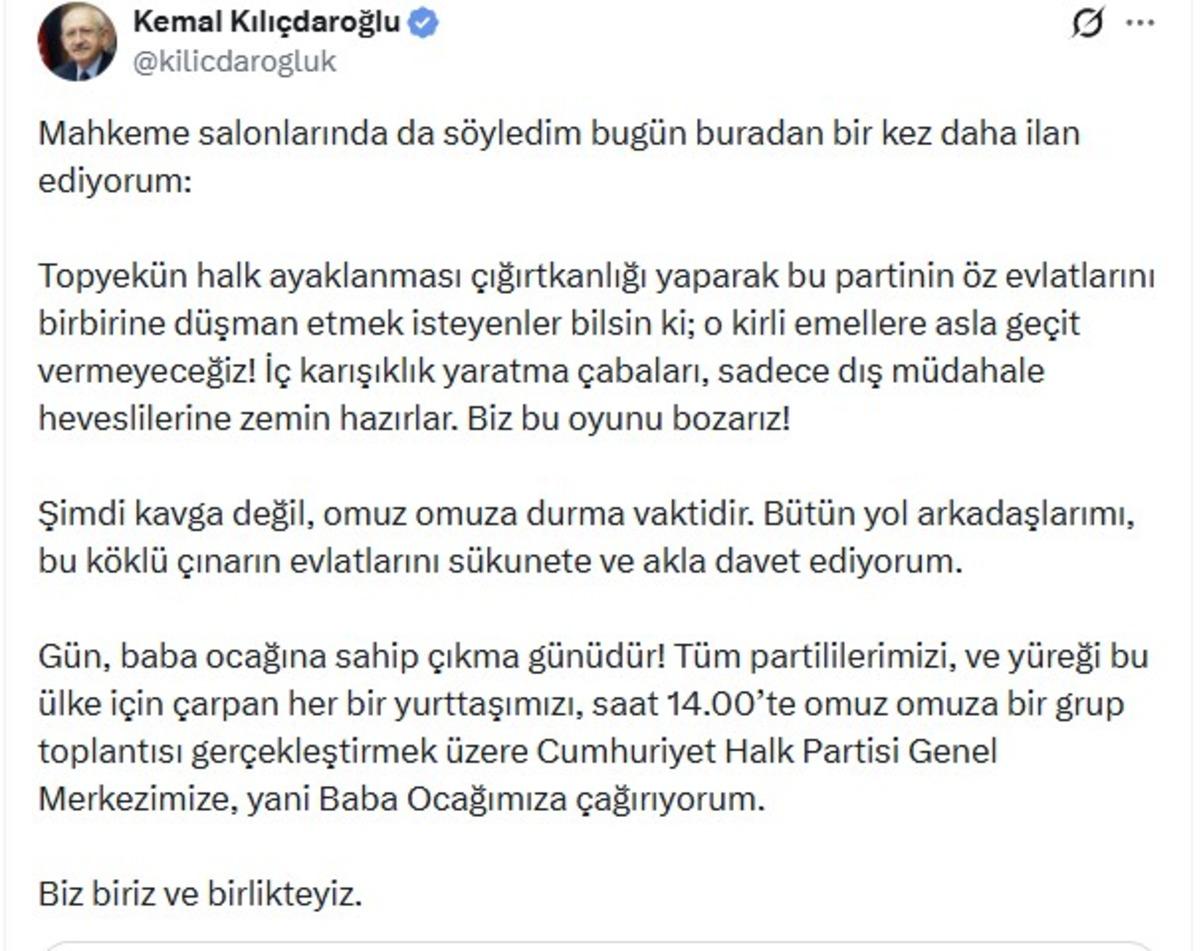 Kemal Kılı&ccedil;daroğlu grup toplantısı krizine son noktayı b&ouml;yle koydu 3