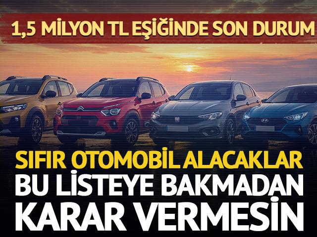 Haziran 2026'da 1,5 milyon TL'nin altında kalan otomobiller