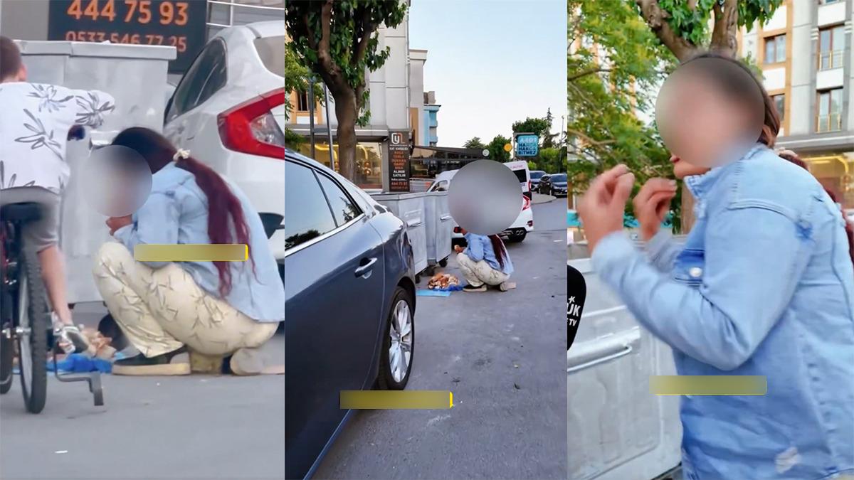 &Ccedil;&ouml;p konteynerinin yanında ekmek yerken g&ouml;r&uuml;nt&uuml;lendi! "Duygu s&ouml;m&uuml;r&uuml;yorsun" deyince... 1