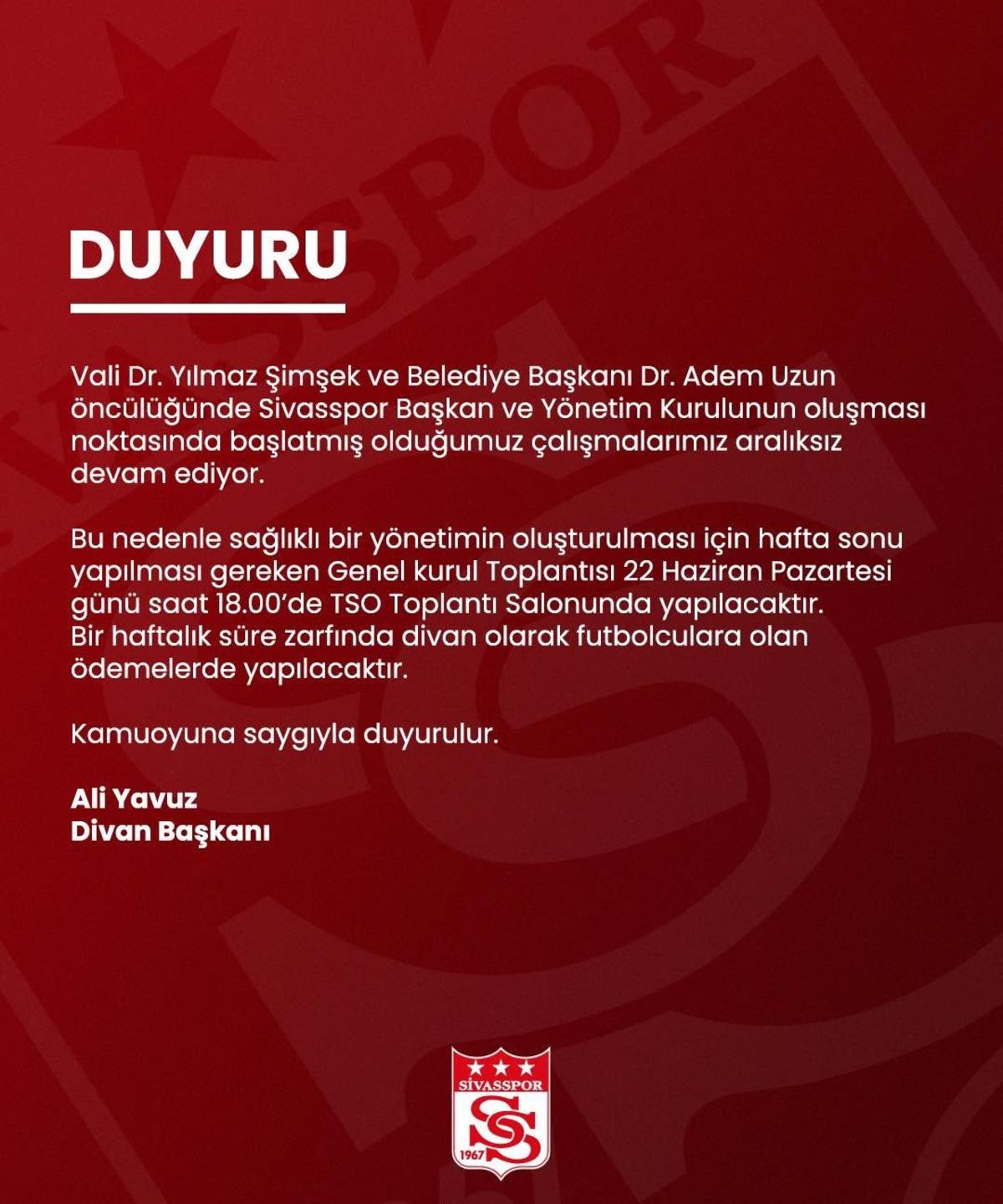 Sivasspor’da başkan adayı bulunamadı: Kongre ertelendi! 1