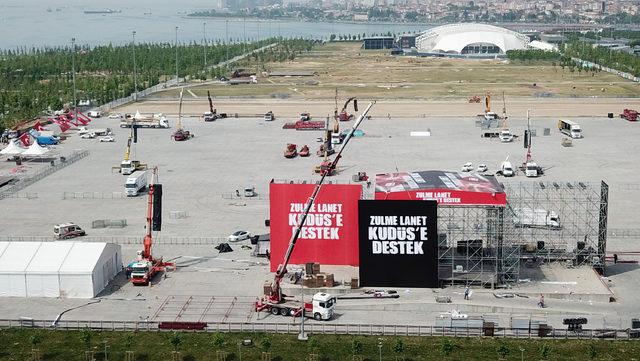 (Havadan fotoğraflarla) - Yenikapı'da Kudüs Mitingi için hazırlıklar sürüyor