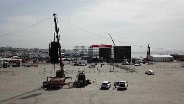 (Havadan fotoğraflarla) - Yenikapı'da Kudüs Mitingi için hazırlıklar sürüyor