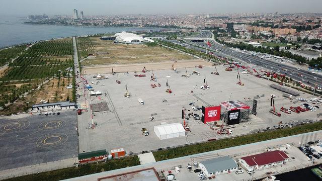 (Havadan fotoğraflarla) - Yenikapı'da Kudüs Mitingi için hazırlıklar sürüyor