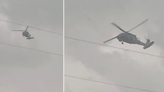 Askeri helikopter dolu ve yağmura yakalandı