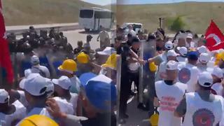 Sözler tutulmadı deyip Ankara'ya geldiler! Polis ile madenciler arasında arbede