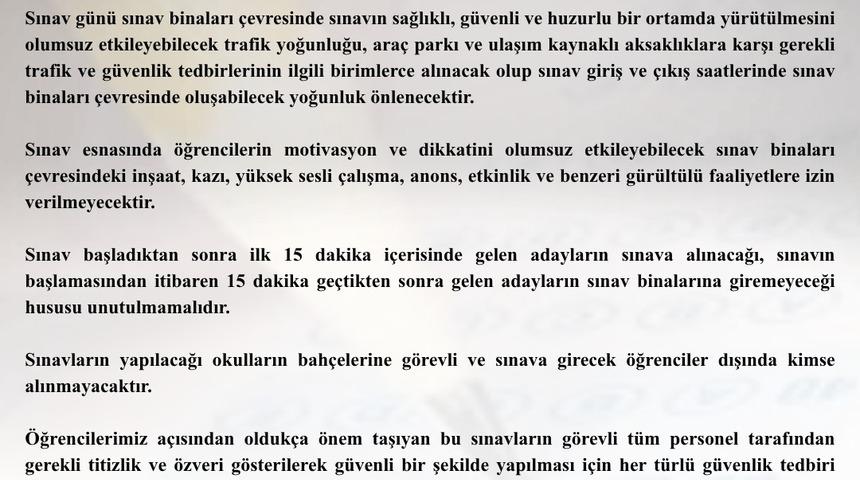 Tekirdağ Valiliği Duyurdu: Sınav saatlerinde g&uuml;r&uuml;lt&uuml;l&uuml; faaliyetlere yasak