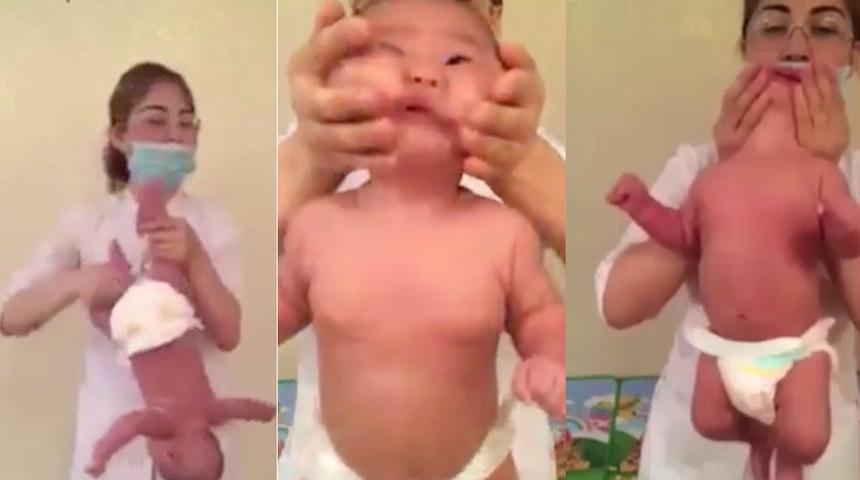 Bebeğe yapılan masaj sosyal medyayı ayağa kaldırdı