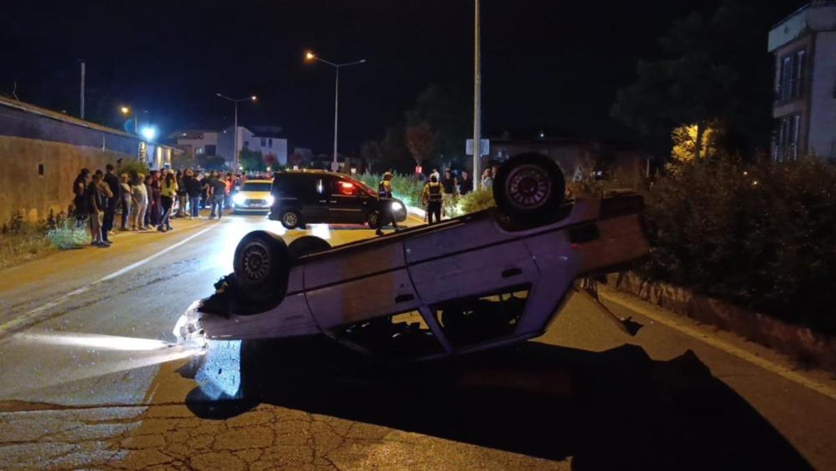 Kontrolden çıkan araç takla attı... O anlar kamerada 2