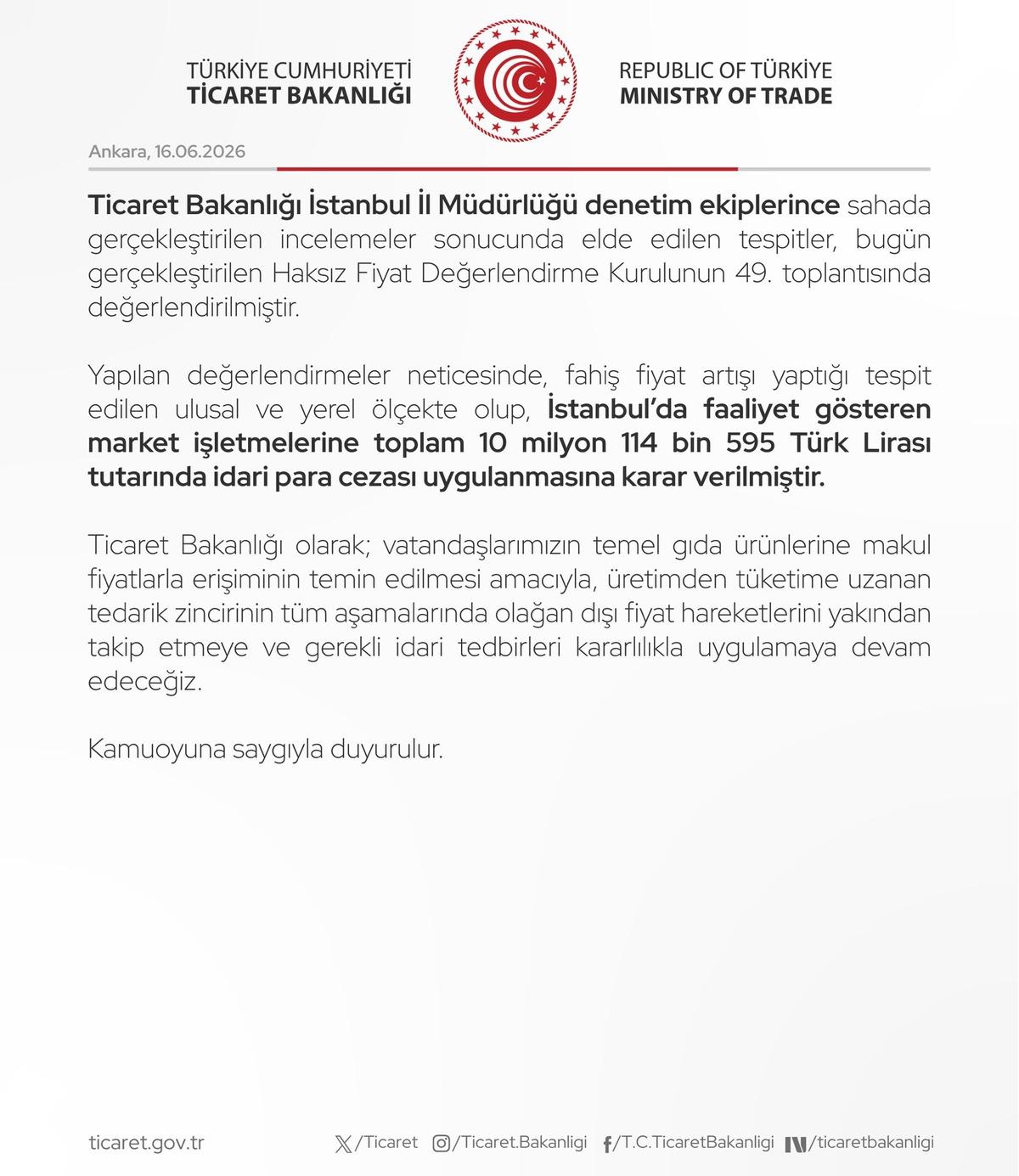 Beyaz ette fahiş fiyata 10 milyon 114 bin 595 TL para cezası 3