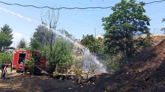 Siirt’te iş makinesinden çıkan kıvılcımı otluk alanı yaktı