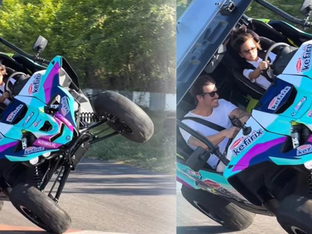 İki tekerlek &uuml;st&uuml;nde şov yaptı! O anlar viral oldu