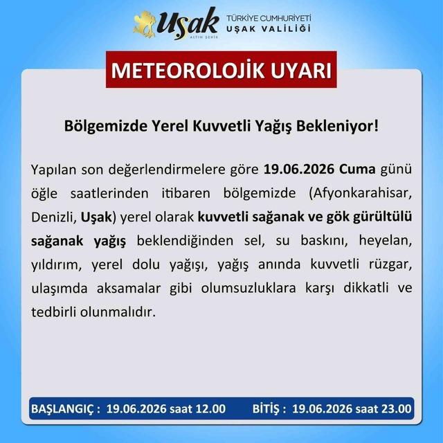 Uşak için kuvvetli sağanak yağış uyarısı 1