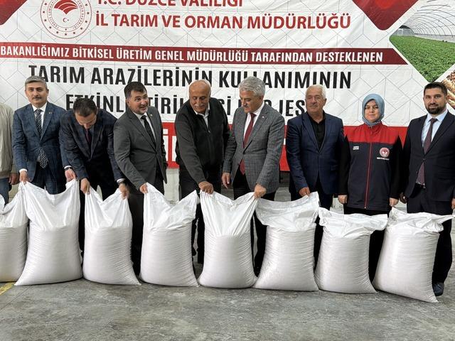 D&uuml;zce&rsquo;de &ccedil;eltik &uuml;retimine 50 tonluk tohum desteği