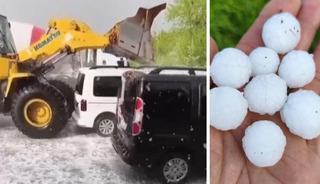 Kars'ta fındık b&uuml;y&uuml;kl&uuml;ğ&uuml;nde dolu yağdı