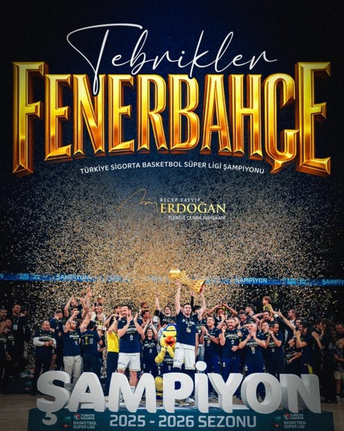 Cumhurbaşkanı Erdoğan&rsquo;dan, Fenerbah&ccedil;e Beko&rsquo;ya tebrik mesajı 1