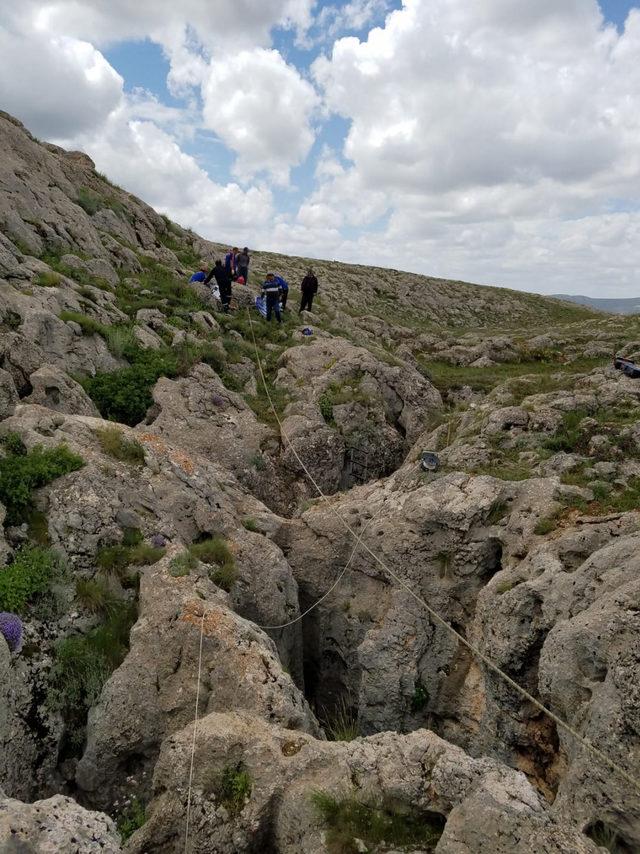 Kayalıklara sıkışan atı AFAD kurtardı