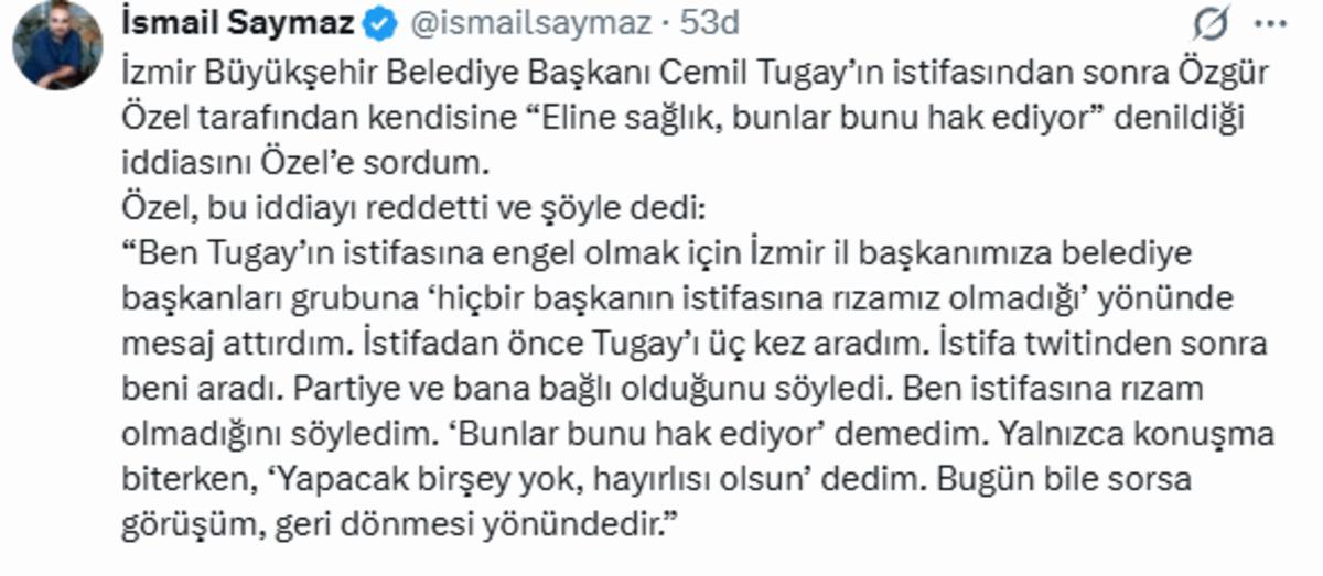 Cemil Tugay ın istifası sonrası o ifade g&uuml;ndem oldu! &Ouml;zg&uuml;r &Ouml;zel den a&ccedil;ıklama: "3 kez aradım..." 3