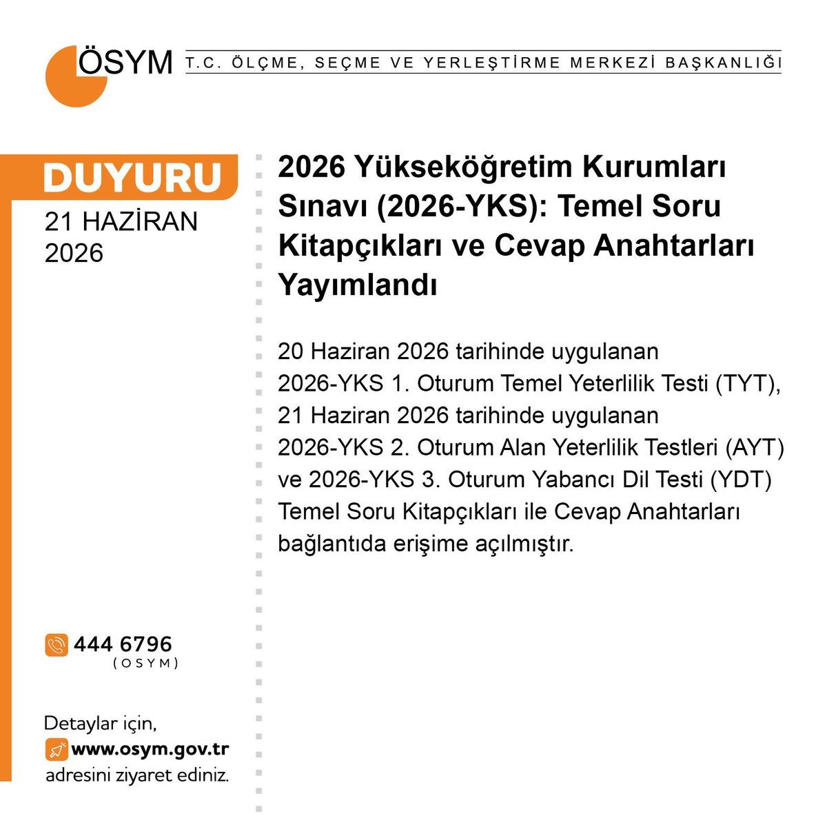 Son Dakika | YKS 2026 soru kitapçıkları ve cevap anahtarları ÖSYM nin internet sitesinden erişime açıldı 3