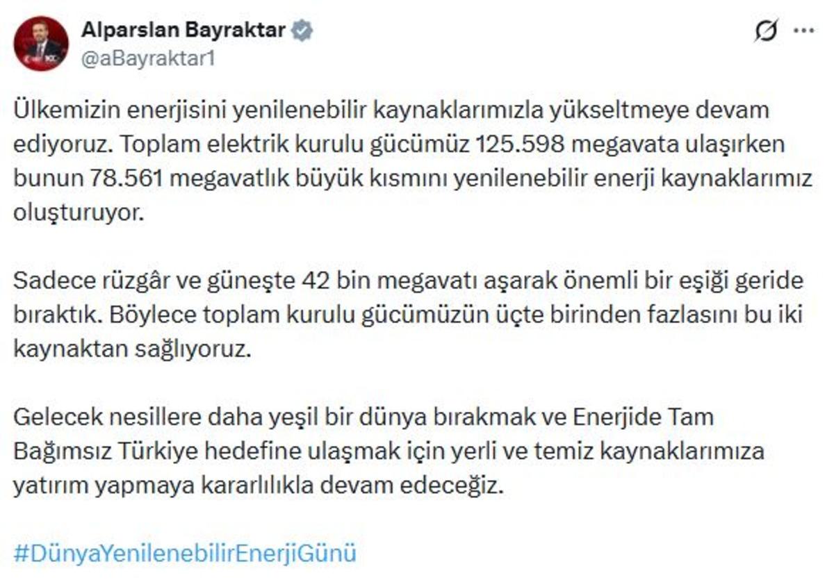 T&uuml;rkiye nin elektrik kurulu g&uuml;c&uuml; 125 bin 598 megavata &ccedil;ıktı 1