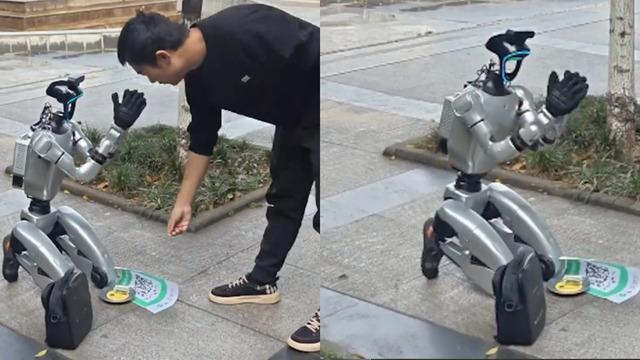 Sokakta görenler şaşkına döndü! Robot dilenciler ortaya çıktı: 'Elektrik faturamı ödeyin'