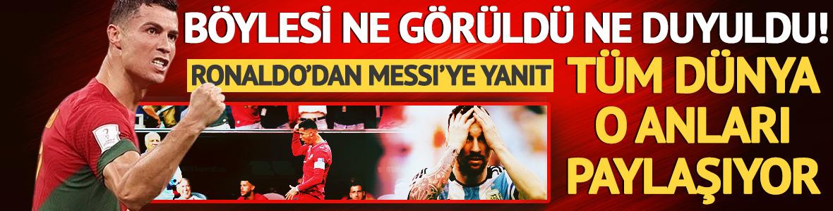Ronaldo'dan Messi'ye tarihi yanıt! D&uuml;nya o anı paylaşıyor