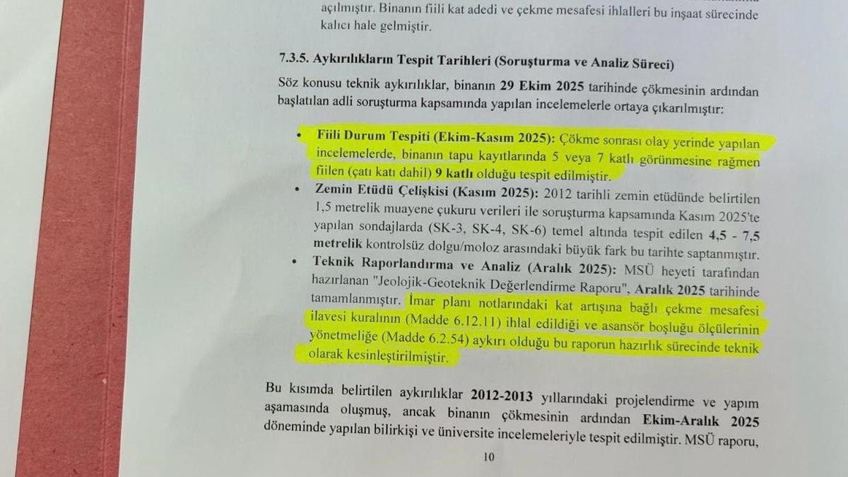 Gebze’deki çöken bina ile ilgili nihai rapor savcılığa sunuldu