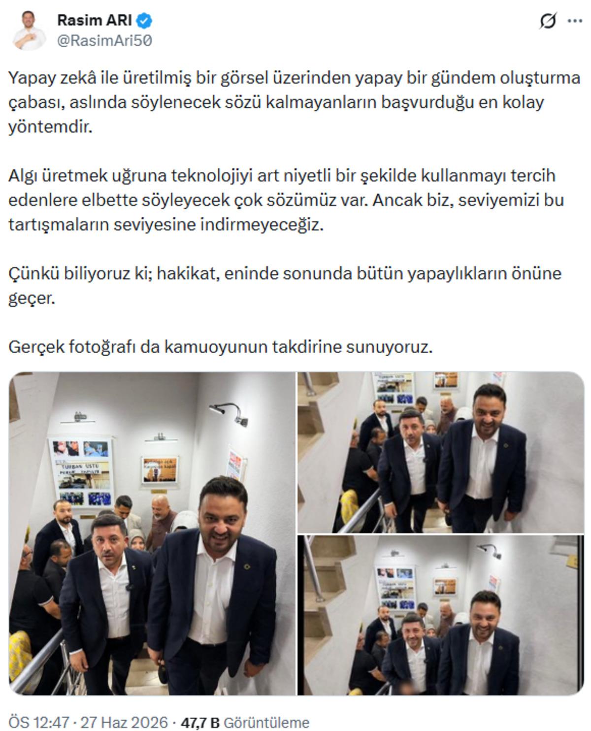 AK Parti de fotoğraf krizi! İl başkanı paylaştı, Rasim Arı  yapay zeka  dedi 2