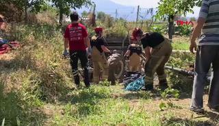 Kontrol&uuml; kaybetti, iki torunuyla birlikte trakt&ouml;r&uuml;n altında kaldı
