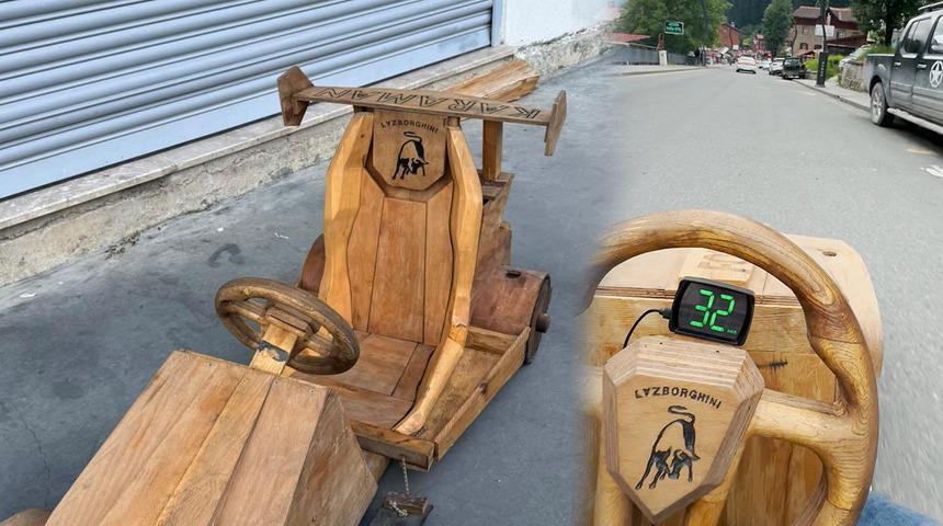 Ayder yolunda ahşap arabayla hız yaptı! Sonu beklediği gibi olmadı