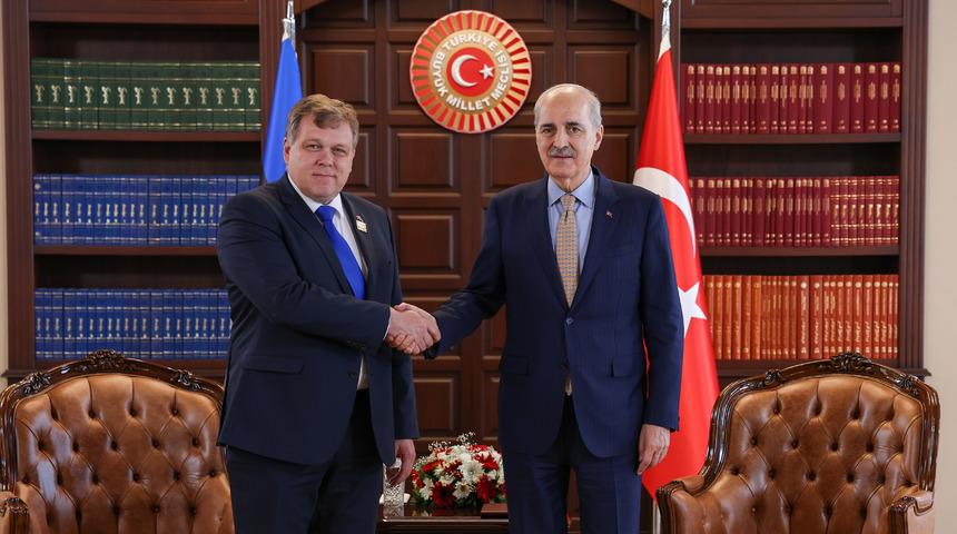 TBMM Başkanı Kurtulmuş, Estonya Parlamentosu Başkanı Hussar ile g&ouml;r&uuml;şt&uuml;