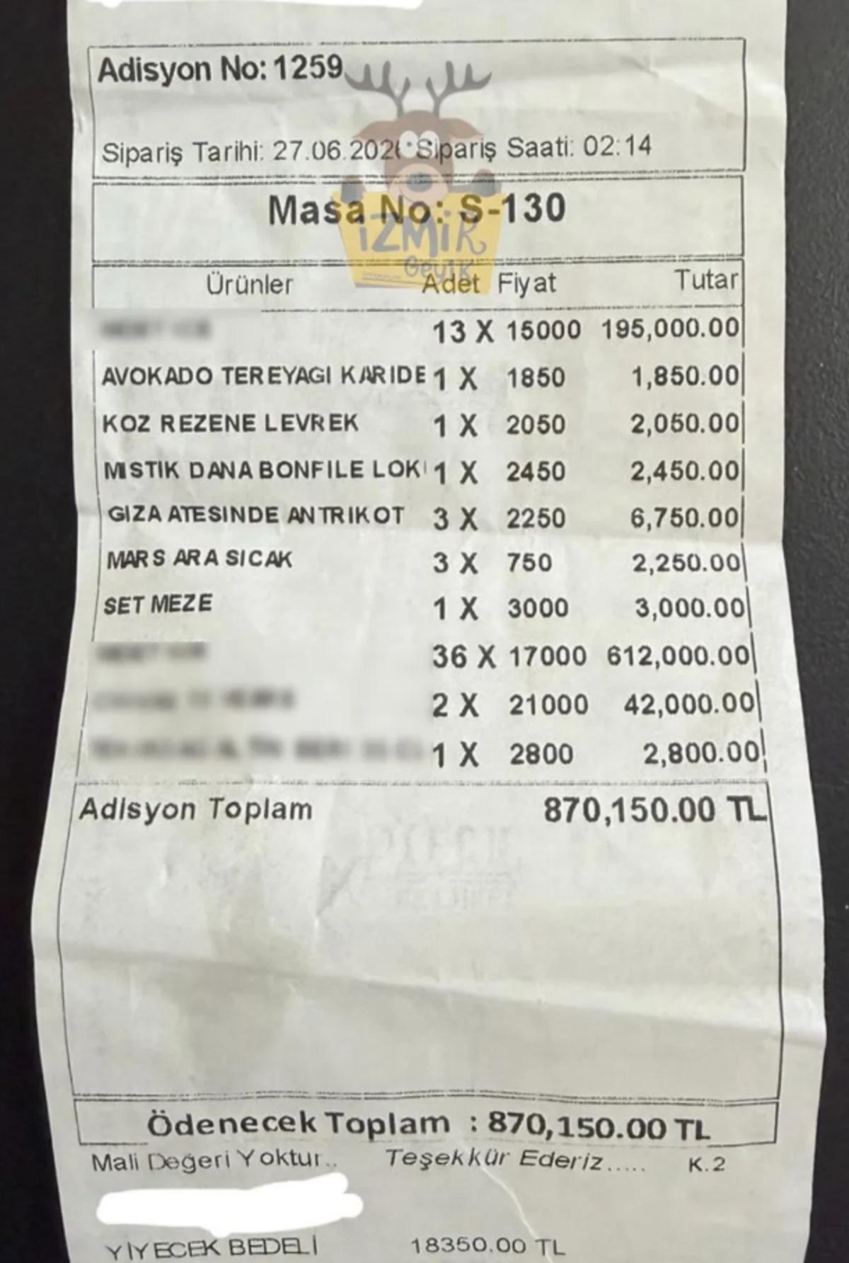  Araba parası gibi hesap geldi! Ala&ccedil;atı daki adisyon g&uuml;ndem oldu 2