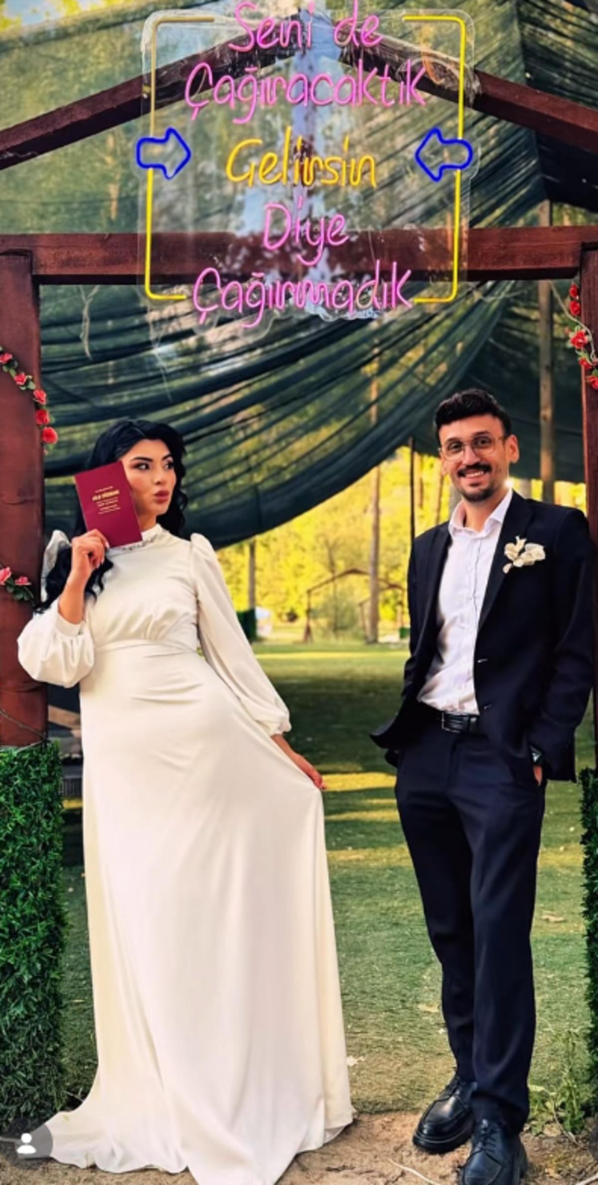 Hanife G&uuml;rdal sessiz sedasız evlendi! Gelinliğine yorum yağdı 4
