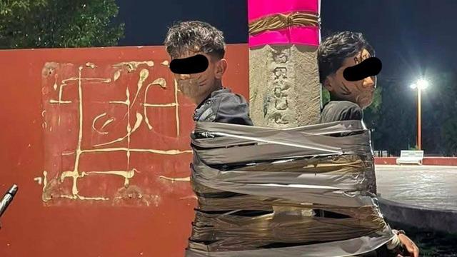 Batman gibi hırsız avlayıp direğe bağladı! Görüntüler gündem oldu